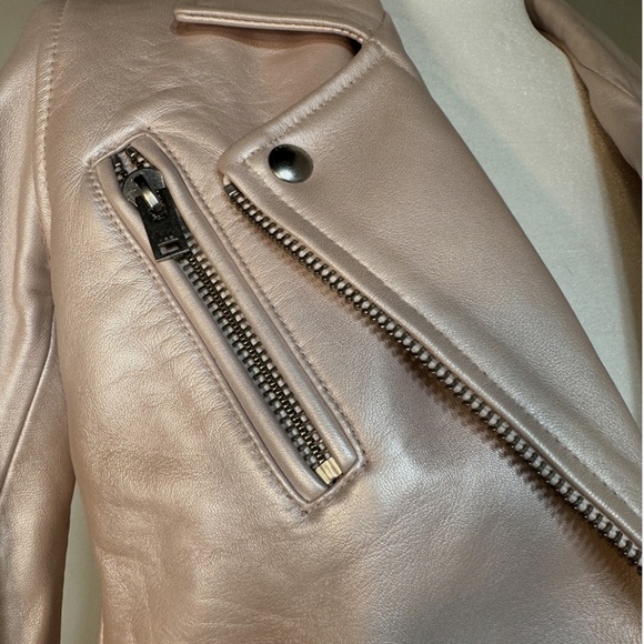 IRO Motobike Pink Metalic jacket 100% Lamb Leather Size 40 - Picture 5 of 8